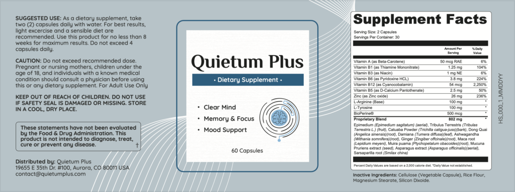 quietum plus review official label